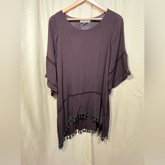 Paisley Vine Brown Tassle top Large - Picture 6 of 7